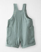 Baby Organic Cotton Gauze Shortalls in Green, image 2 of 4 slides