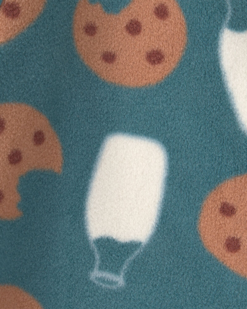 Baby Boy 2-Pack Milk & Cookies Striped Fleece 2-Way Zip Sleepers- Green/Blue, image 4 of 5 slides