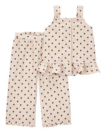 Tout-petit Ensemble 2 pièces débardeur boutonné à motif géométrique et pantalon à enfiler , 