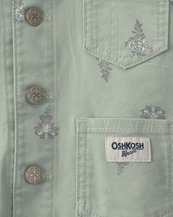 Baby Girl Floral Canvas Jacket - Green, 