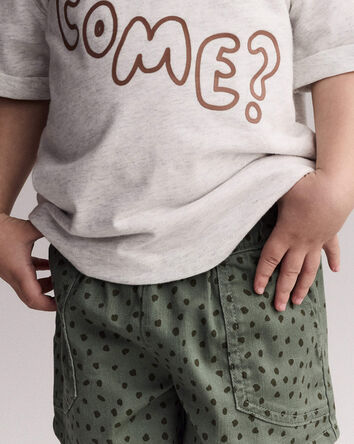 Toddler Standard Short with Pockets in Dot Print- Olive, 