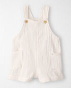 Baby Gauze Sleeveless Shortall in White, image 1 of 5 slides