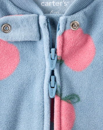 Baby Girl Apple Print Loose Fit Long-Sleeve Sleeper- Blue, 