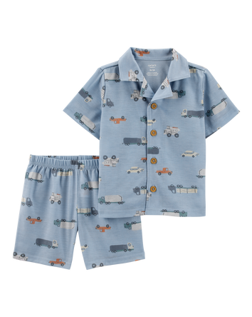 Toddler 2-Piece Car Print Coat-Style Loose Fit Pyjamas, 