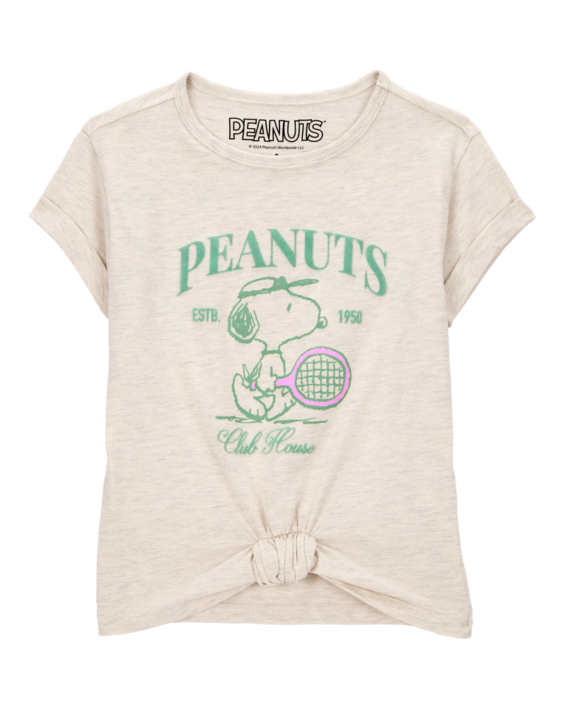 Kid Peanuts Tie Front Graphic Tee - Grey, image 1 of 2 slides