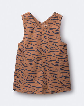Toddler Girl Otter Pocket Corduroy Jumper in Tiger Print - Brown, 