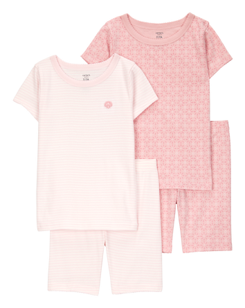 Kid Shell Print Snug Fit Cotton 4-Piece Pyjamas, 