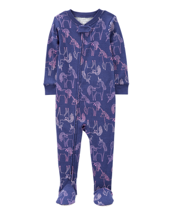 Toddler 1-Piece Unicorn 100% Snug Fit Cotton Footie Pyjamas, 