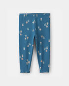 Baby Girl Floral Pull-On Stretch Leggings - Blue, image 1 of 4 slides