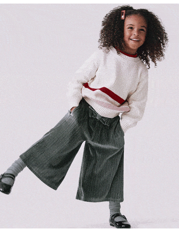 Toddler Girl Velvety Wide-Leg Pant with Bow - Dark Green, 