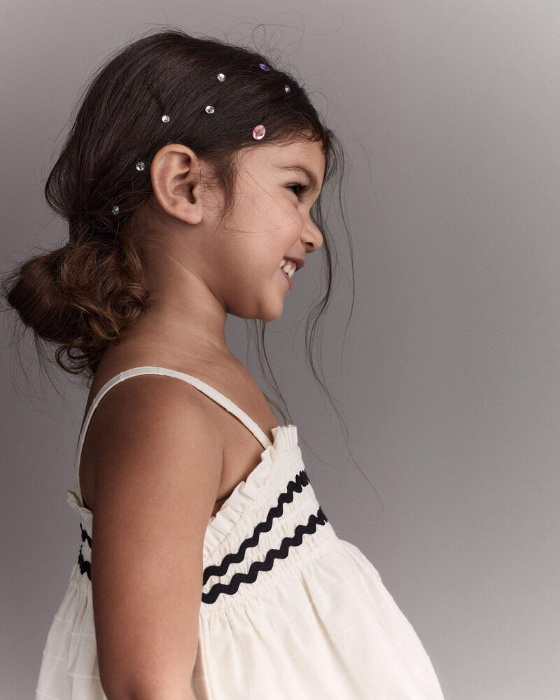 Toddler Girl Smocked Ric-Rac Tiered Top - Cream, image 1 of 5 slides