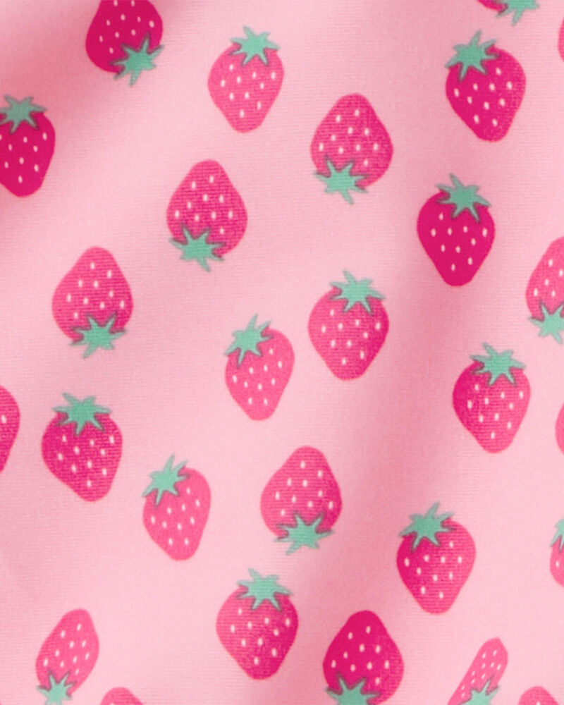 Toddler Girl 3-Piece Strawberry Rashguard Swimsuit Set - Pink, image 5 of 6 slides