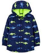 Toddler Shark Print Rain Jacket, image 1 of 3 slides