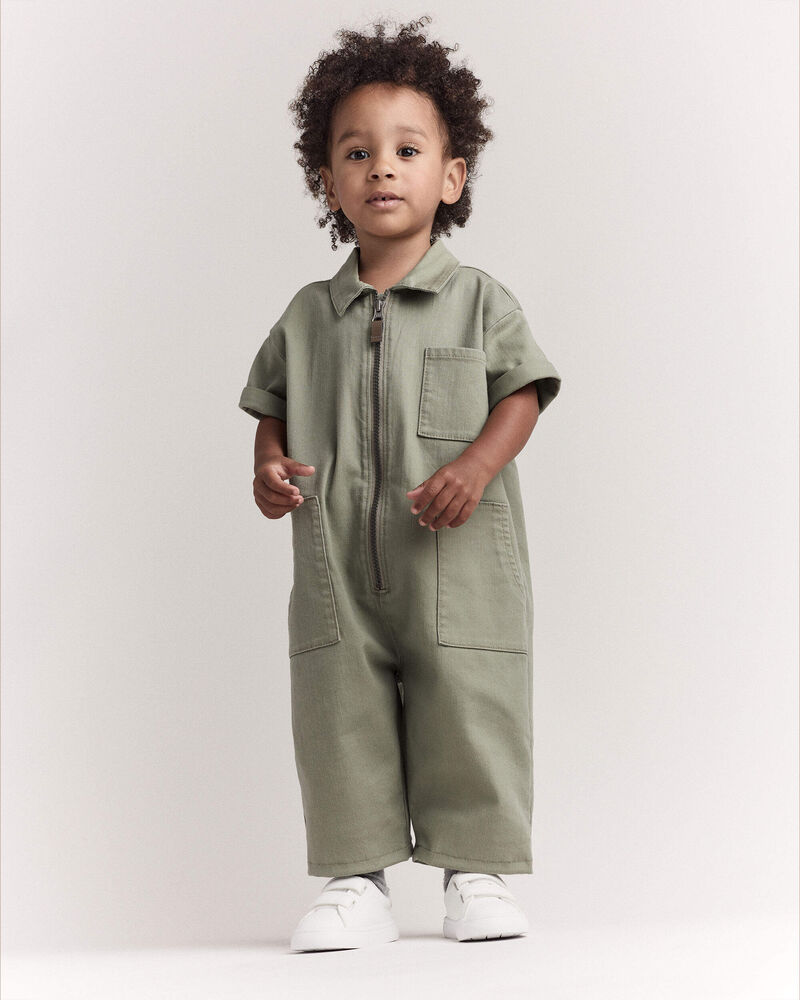 Toddler Day Out™ Jumpsuit - Olive, image 1 of 7 slides