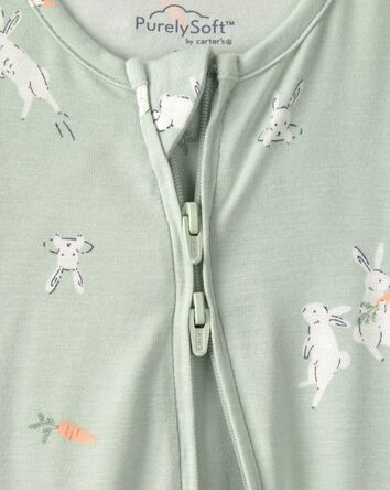 B&eacute;b&eacute; - Grenouill&egrave;re PurelySoft &agrave; fermeture &agrave; glissi&egrave;re &agrave; 2 sens &agrave; motif lapin - Vert, 