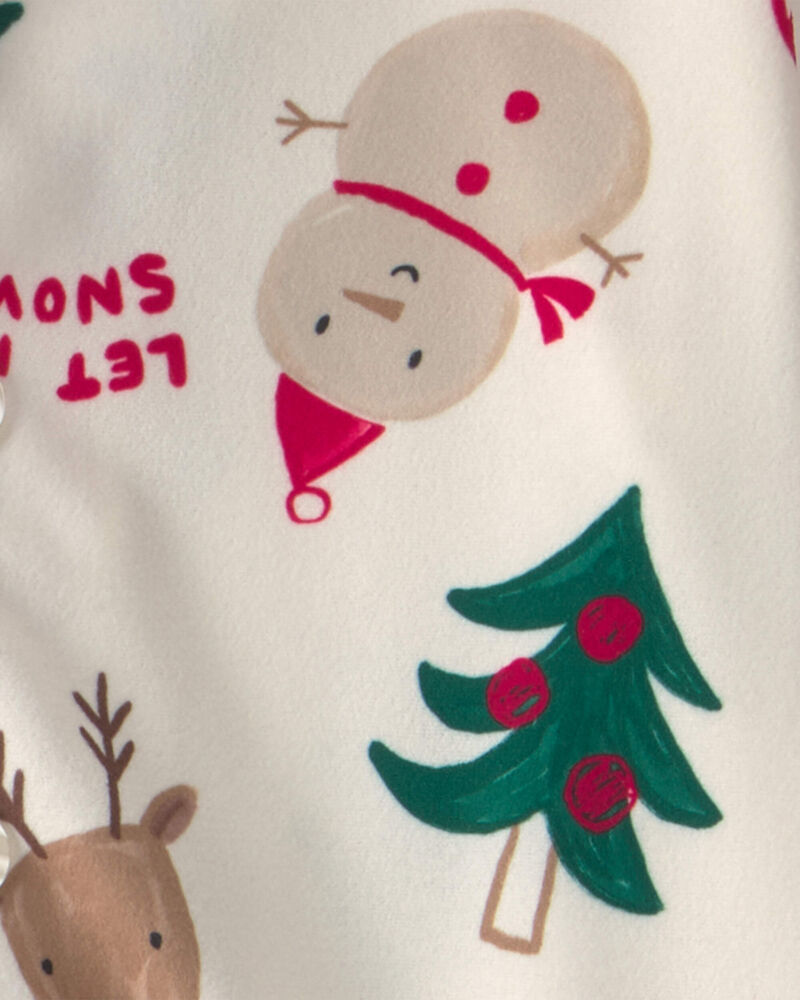 Toddler 2-Piece Christmas Icon Fleece Loose Fit Pyjama Set - Cream, image 3 of 4 slides