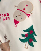 Toddler 2-Piece Christmas Icon Fleece Loose Fit Pyjama Set - Cream, image 3 of 4 slides