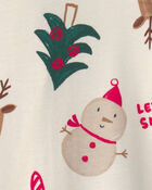 B&eacute;b&eacute; - Grenouill&egrave;re en 100&nbsp;% coton avec fermeture &agrave; glissi&egrave;re double sens &agrave; th&egrave;me No&euml;l &ndash; Cr&egrave;me, image 5 sur 5 diapositives