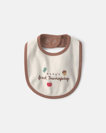 Baby Thanksgiving 100% Cotton Bibs - Cream, 