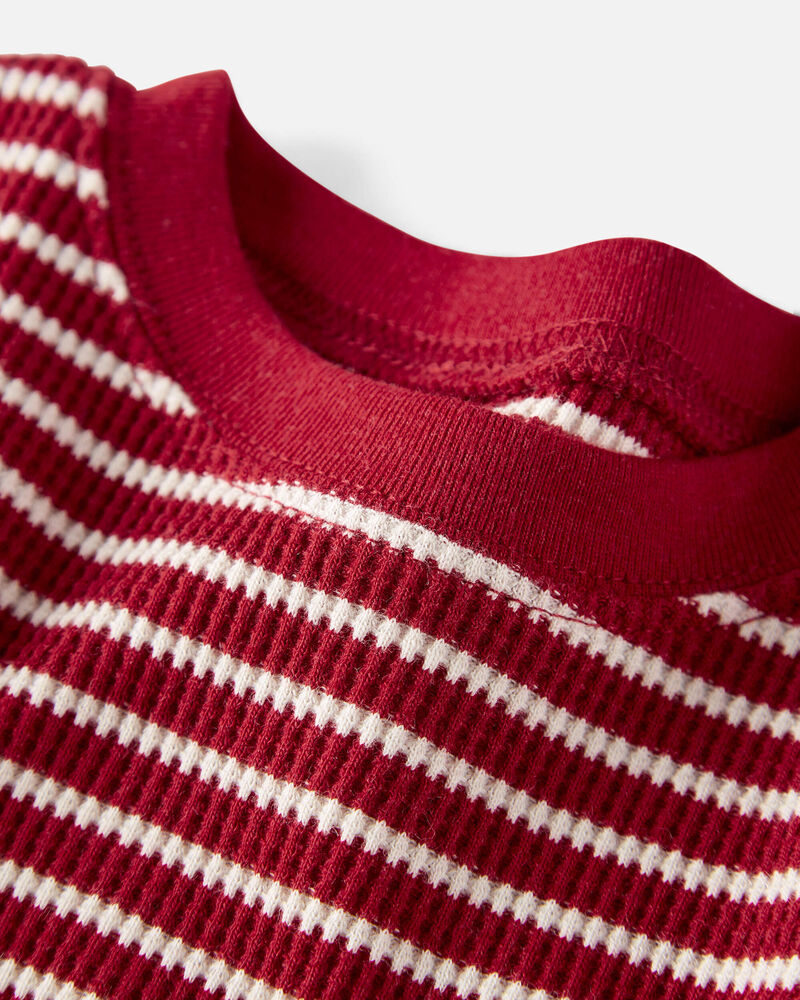 Toddler Waffle Knit Pyjamas Set Made with Organic Cotton in Stripes, image 2 of 4 slides