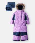 Toddler Girl  1-Piece Taslan Snowsuit - Lilac, image 1 of 5 slides