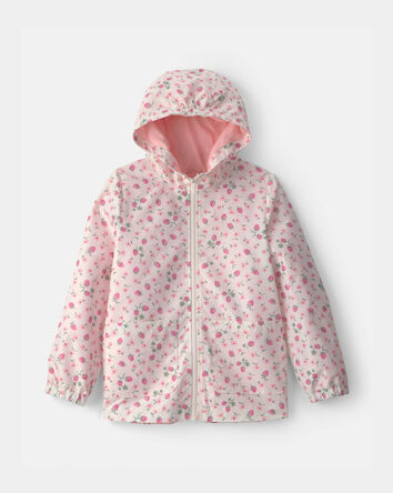 Filles - Imperm&eacute;able &agrave; motif fleurs et fraises, 