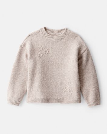 Toddler Girl Floral Long-Sleeve Sweater - Cream, 