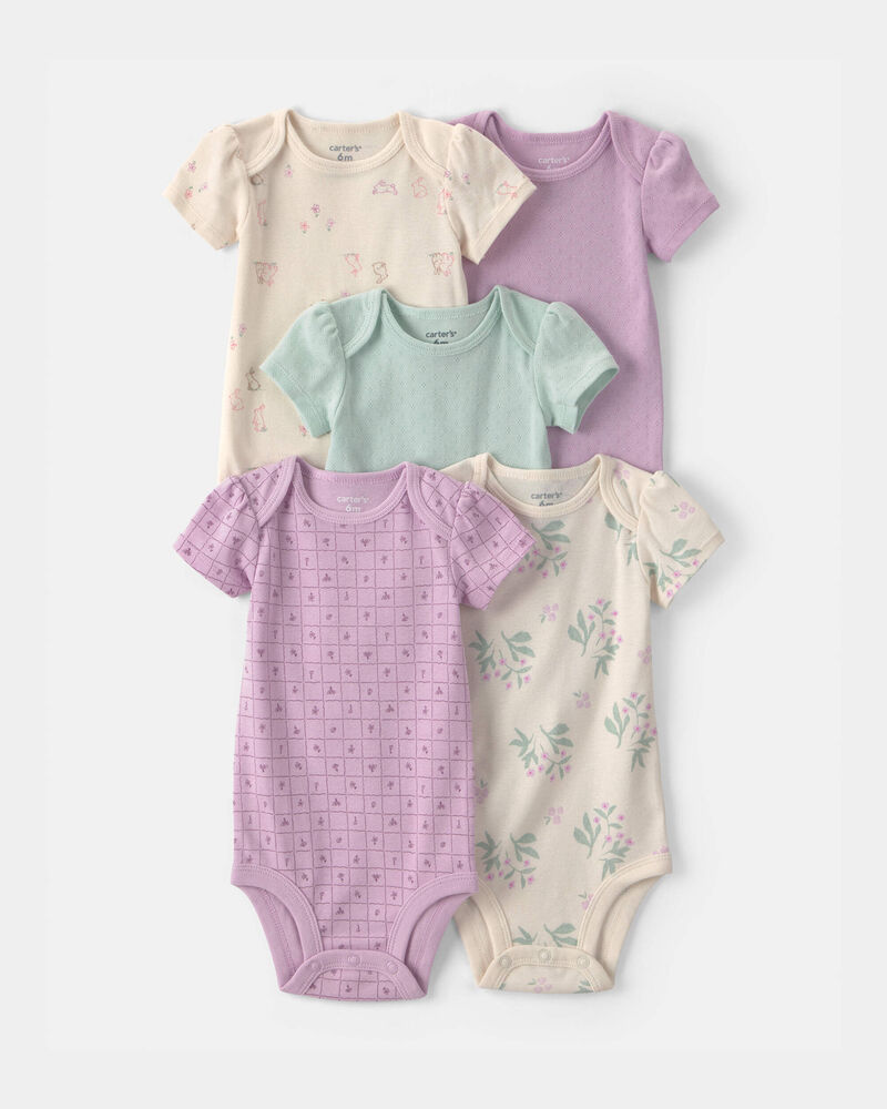 Baby Girl 5-Pack Floral Multipack Bodysuits, image 1 of 7 slides