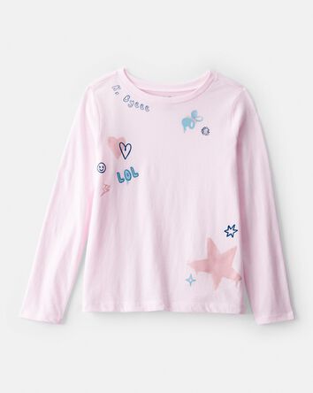 Girls Stars Long-Sleeve Graphic Tee - Pink, 