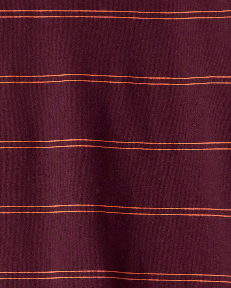 Boys Striped Long-Sleeve T-Shirt - Burgundy, image 2 of 3 slides