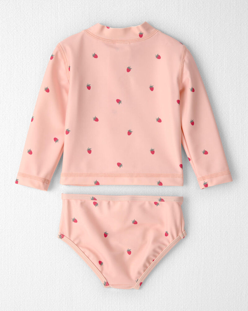 B&eacute;b&eacute; fille - Ensemble 2 pi&egrave;ces maillot dermoprotecteur en mat&eacute;riaux recycl&eacute;s &agrave; imprim&eacute; de p&eacute;tales, image 2 sur 4 diapositives