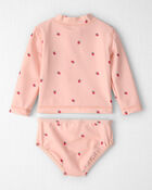B&eacute;b&eacute; fille - Ensemble 2 pi&egrave;ces maillot dermoprotecteur en mat&eacute;riaux recycl&eacute;s &agrave; imprim&eacute; de p&eacute;tales, image 2 sur 4 diapositives