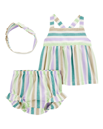 Baby 3-Piece Striped Little Short Set, 