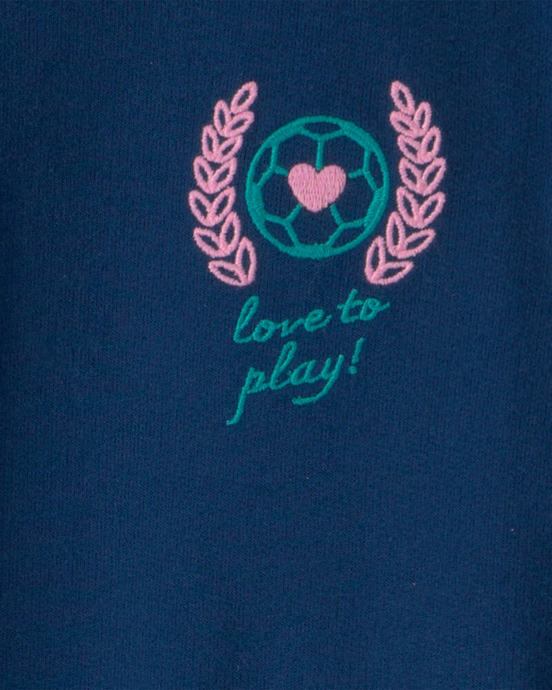 Girls French Terry Pullover Sweatshirt - Navy Blue, image 3 of 4 slides