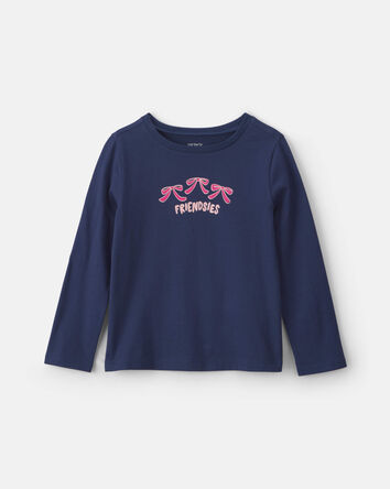 Filles - T-shirt manches longues &agrave; imprim&eacute; &laquo;Friendsies&raquo; - Bleu marine, 