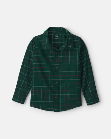 Gar&ccedil;ons - Chemise boutonn&eacute;e manches longues &agrave; carreaux - Vert, 