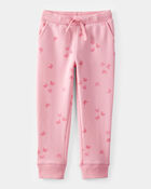 Toddler Butterfly Print French Terry Drawstring Joggers - Pink, image 1 of 4 slides