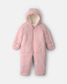 Baby Girl Solid Quilted Pramsuit- Pink
, image 1 of 3 slides