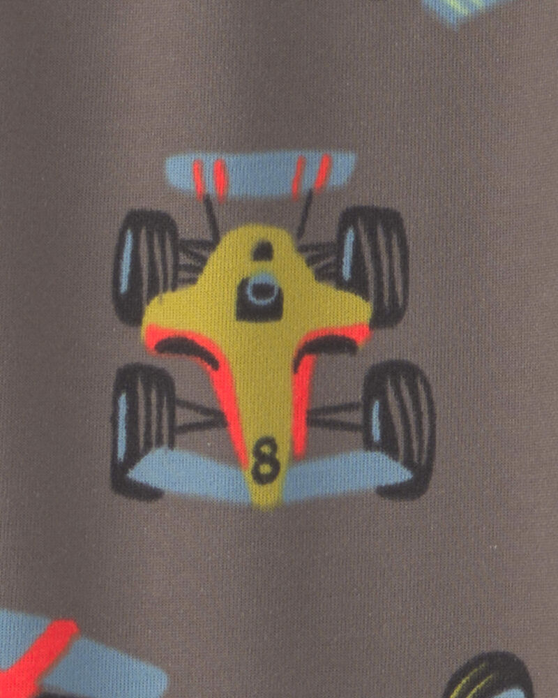 Boys 2-Piece Race Car Fleece Loose Fit Pyjama Set - Grey/Green, image 2 of 4 slides