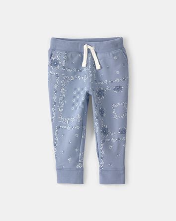 B&eacute;b&eacute; fille - Pantalon de jogging en tricot avec cordon de serrage, floral - Bleu, 
