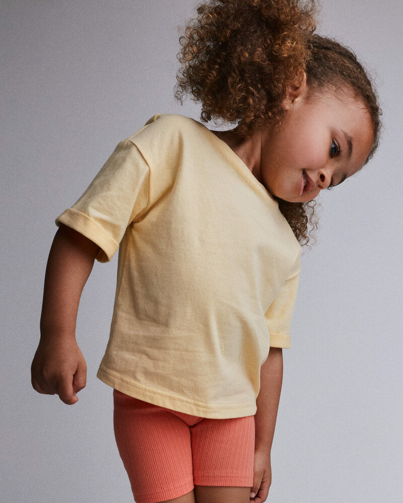 Toddler Rolled Cuff Tee - Yellow, image 1 of 5 slides