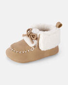 Baby Boy Teddy Fleece Moccasin Boots - Brown, image 6 of 6 slides