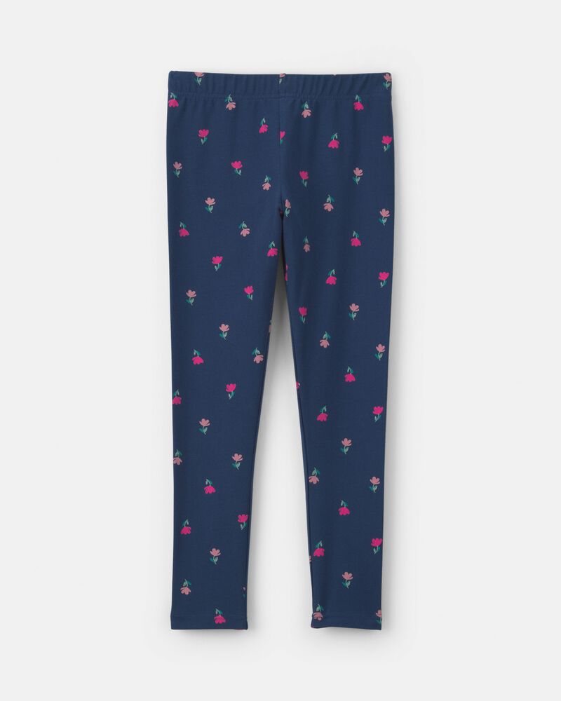 Filles - Legging extensible &agrave; motif floral - Bleu marine, image 2 sur 3 diapositives