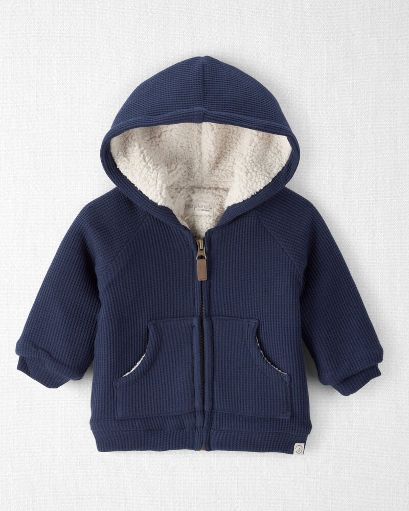 Baby Waffle Knit Hooded Jacket Made with Organic Cotton, image 1 of 4 slides