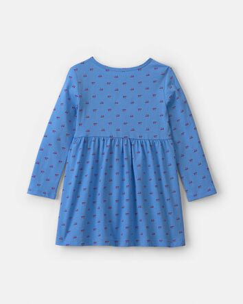 Toddler Girl Bow Long-Sleeve Dress - Blue, 