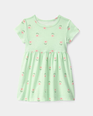 Baby Girl Floral Short-Sleeve Dress - Green, 