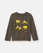 Tout-petit gar&ccedil;on &ndash; T-shirt manches longues &agrave; imprim&eacute; engin de construction LEGO &ndash; Vert olive, image 1 sur 2 diapositives