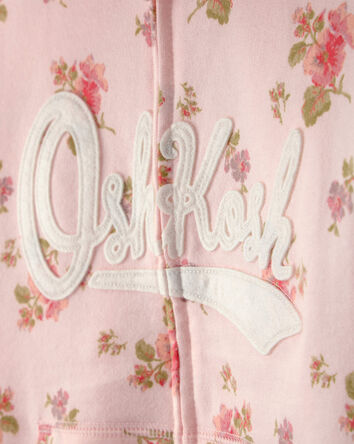 Filles - Blouson &agrave; capuchon, fermeture &agrave; glissi&egrave;re et logo OshKosh, motif floral - Rose, 