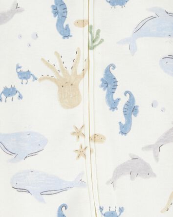 Baby Aquatic Animals 2-Way Zip Cotton Sleeper, 