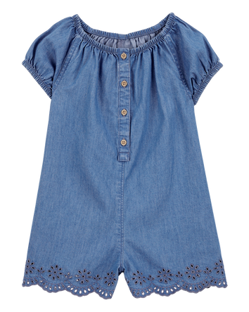 Toddler Button-Front Chambray Romper, 